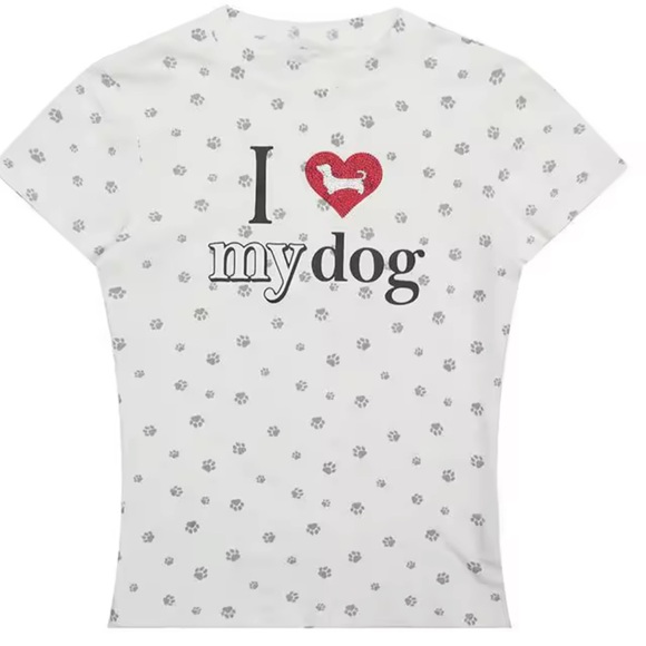 PINK Victoria's Secret Tops - Rhinestone I heart my dog baby tee
